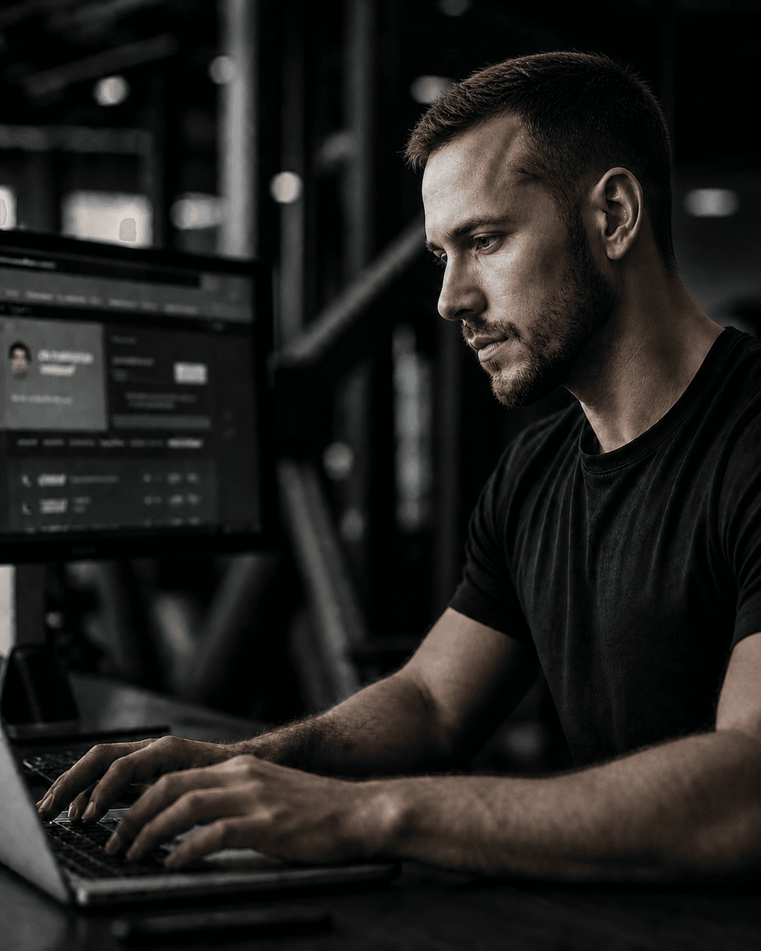 A gym operator reviewing the management platform